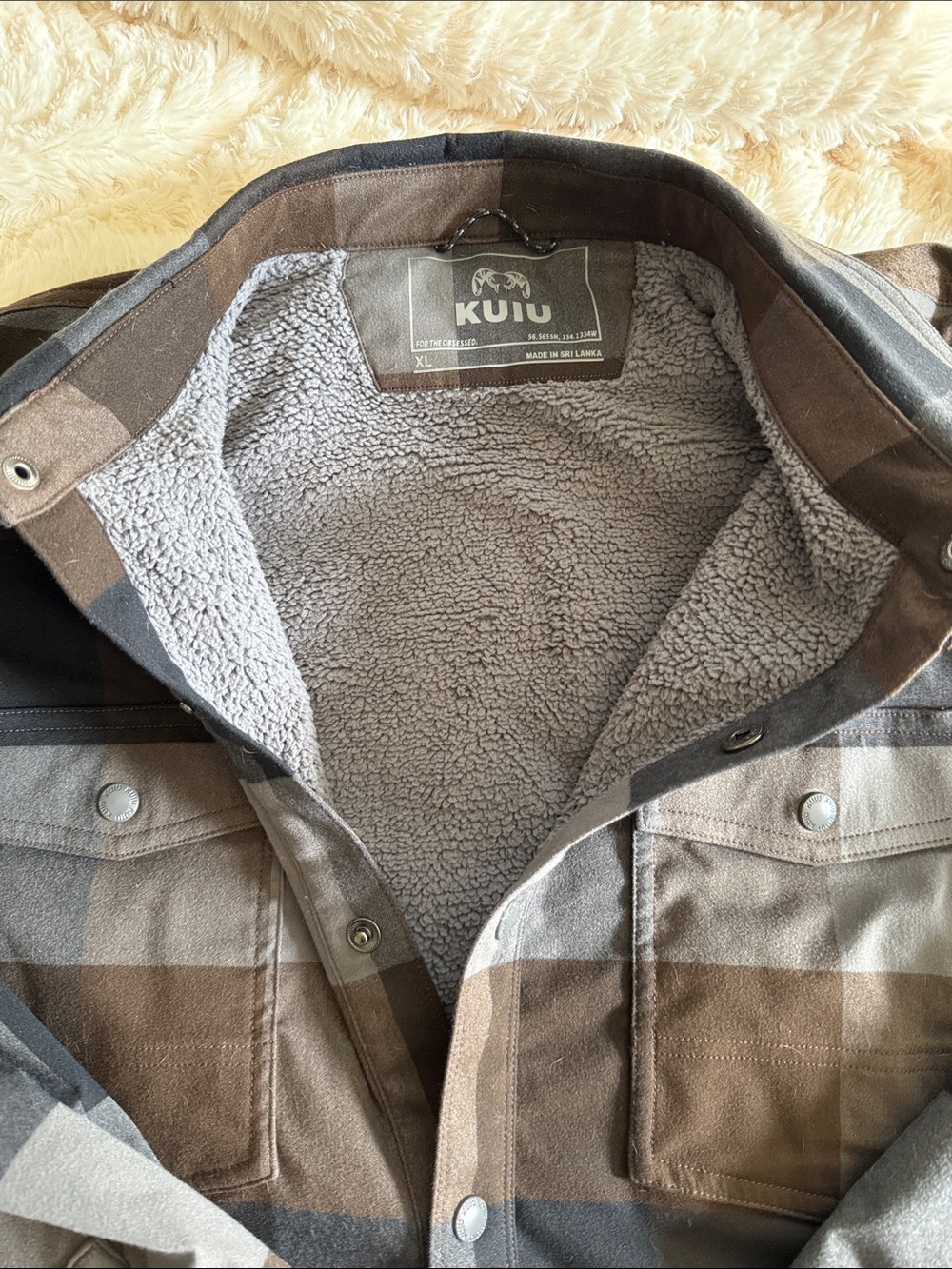 KUIU Men's Brown & Gray Plaid Shirt Jacket - Picture 3 of 9